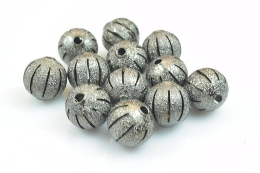 100 PCs Gun Metal Plated Black Carved Round Beads 6mm/8mm/10mm Diamond Cut For Jewelry Making jewelry making supplies