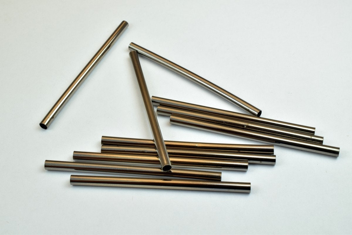 12 PCs Straight Tube Jewelry Finding Beads  3x40mm/3x45mm/3x50mm Plain Tube Gold/Silver/Gun Metal/ RoseGold For Jewelry Ma...
