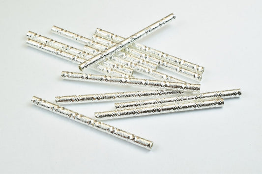 12 PCs Straight Tube Jewelry Finding Beads 3x40mm/3x45mm/3x50mm Diamond Cut Gold/Silver/ Rose Gold For Jewelry Making jewe...