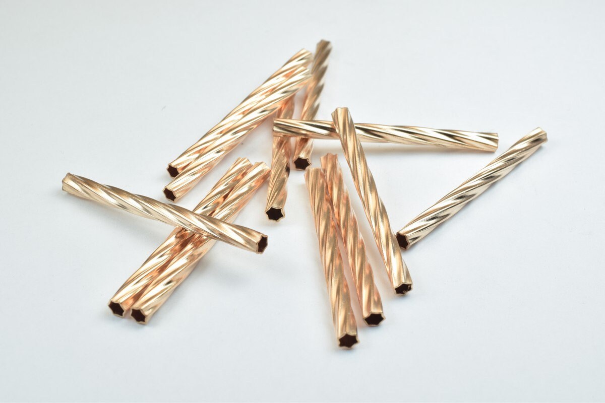 12 PCs Straight Tube Jewelry Finding Beads 3x40mm/3x45mm/3x50mm Diamond Cut Gold/Silver/ Rose Gold/ Gun Metal Diamond Cut...