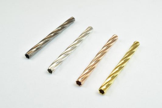 12 PCs Straight Tube Jewelry Finding Beads 3x40mm/3x45mm/3x50mm Diamond Cut Gold/Silver/ Rose Gold/ Gun Metal Diamond Cut...