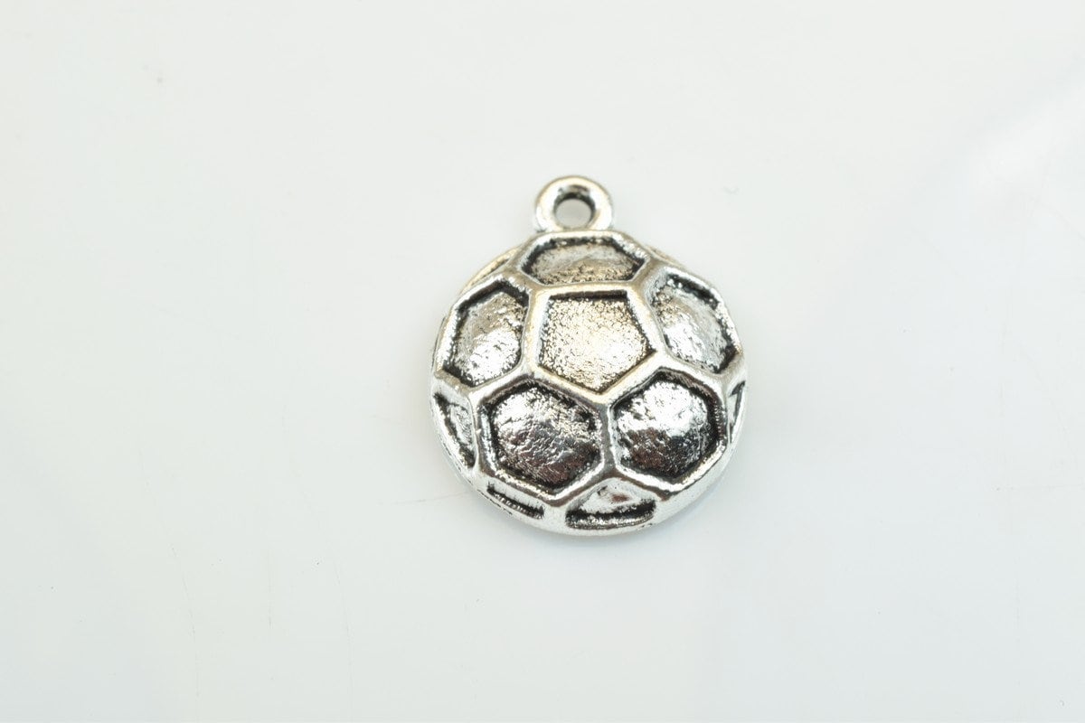 6 PCs Soccer Ball Charms Alloy Antique Silver Size 17x13mm Jump Ring Size 2mm For Jewelry Making jewelry making supplies