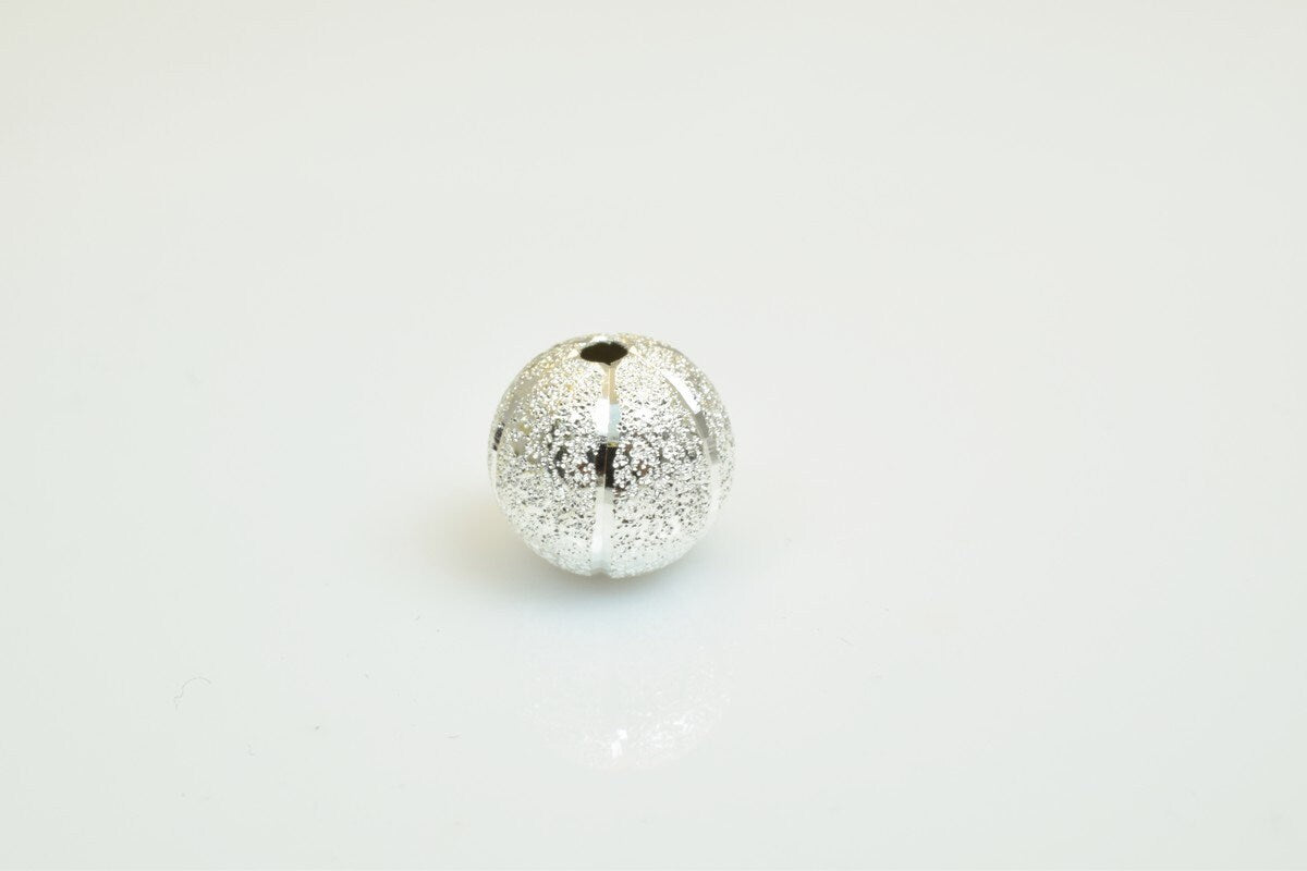 100 PCs Silver Plated Carved Round Beads 8mm/10mm Diamond Cut Watermelon Ball jewelry making supplies - detail image 8