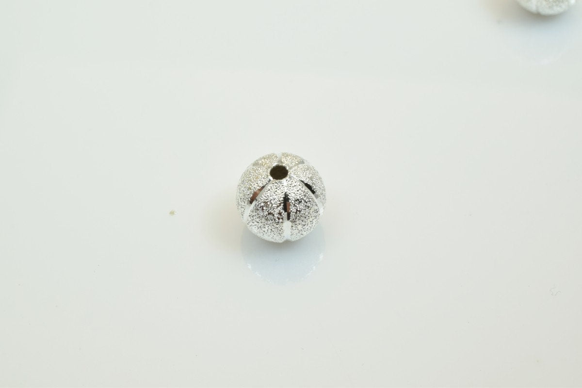 100 PCs Silver Plated Carved Round Beads 8mm/10mm Diamond Cut Watermelon Ball jewelry making supplies - detail image 7