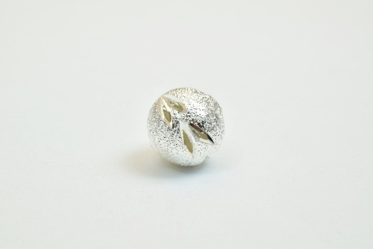 100 PCs Silver Plated Carved Round Beads 6mm/8mm/10mm Diamond Cut jewelry making supplies - detail image 5