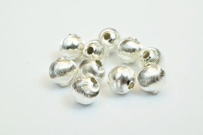 100 PCs Silver Plated Carved Round Beads 8mm Diamond Cut jewelry making supplies - detail image 4