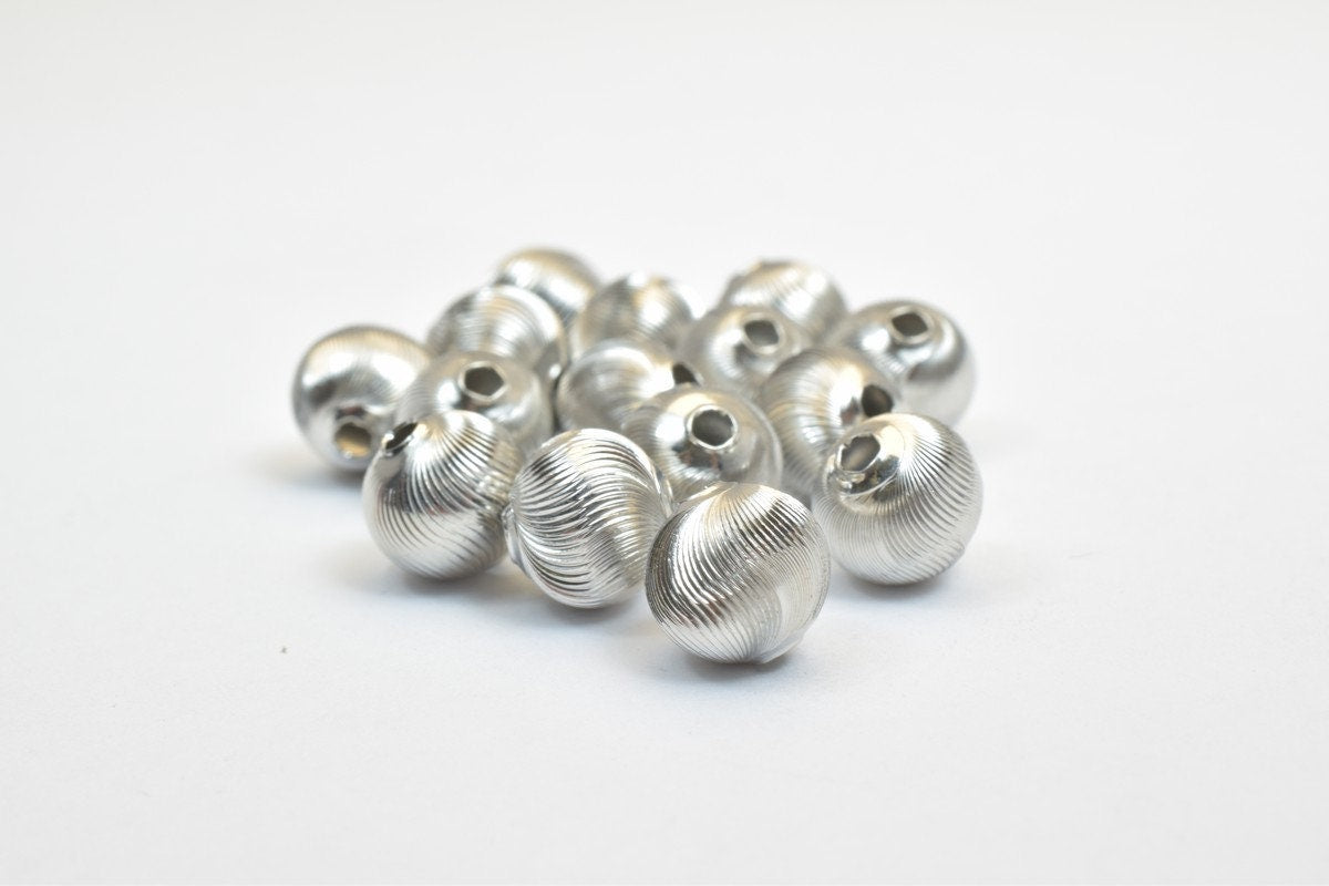 100 PCs Steel Plated Carved Round Beads 8mm/10mm Diamond Cut jewelry making supplies - detail image 5
