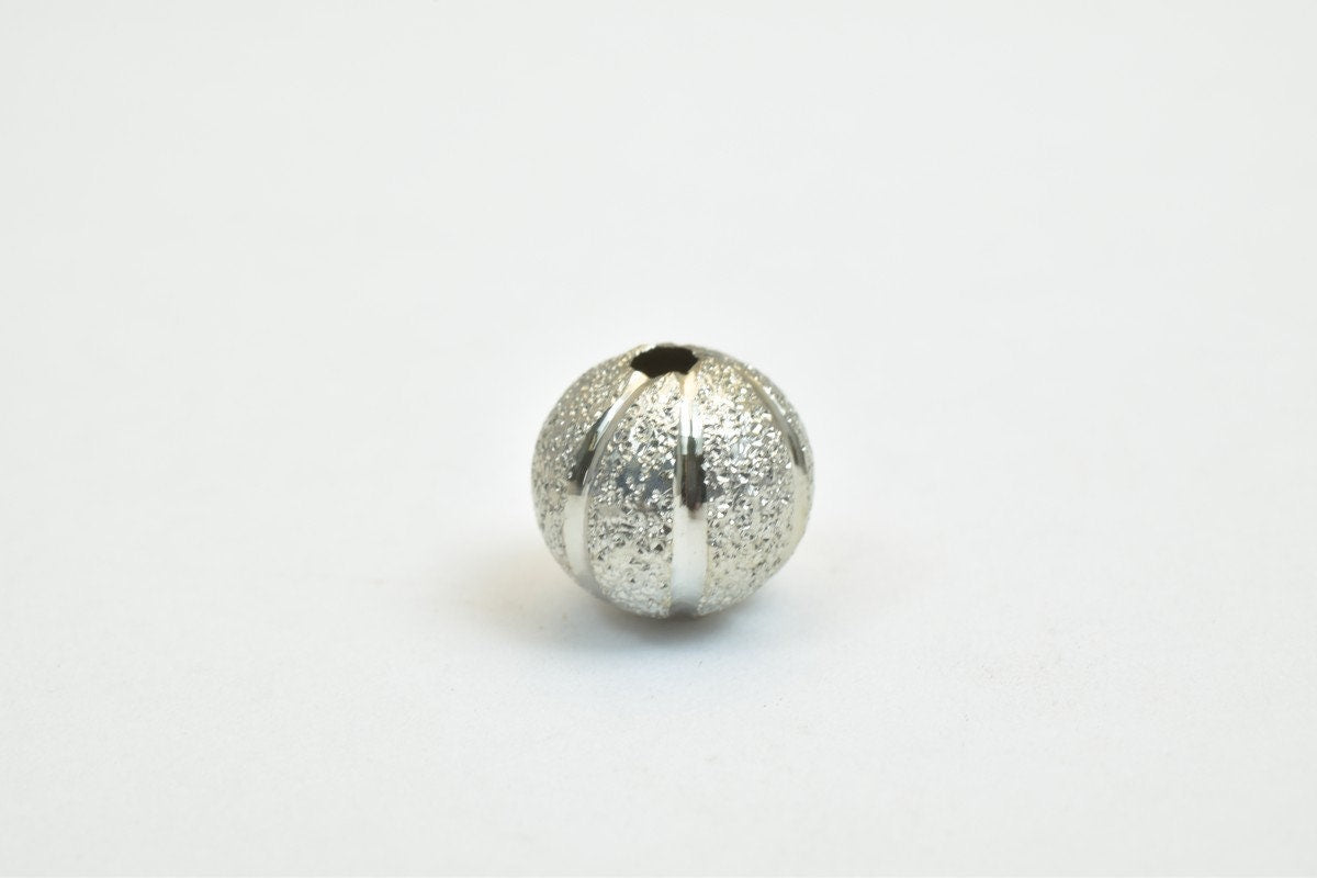 100 PCs Steel Plated Watermelon Carved Round Beads 8mm/10mm Diamond Cut jewelry making supplies - detail image 2
