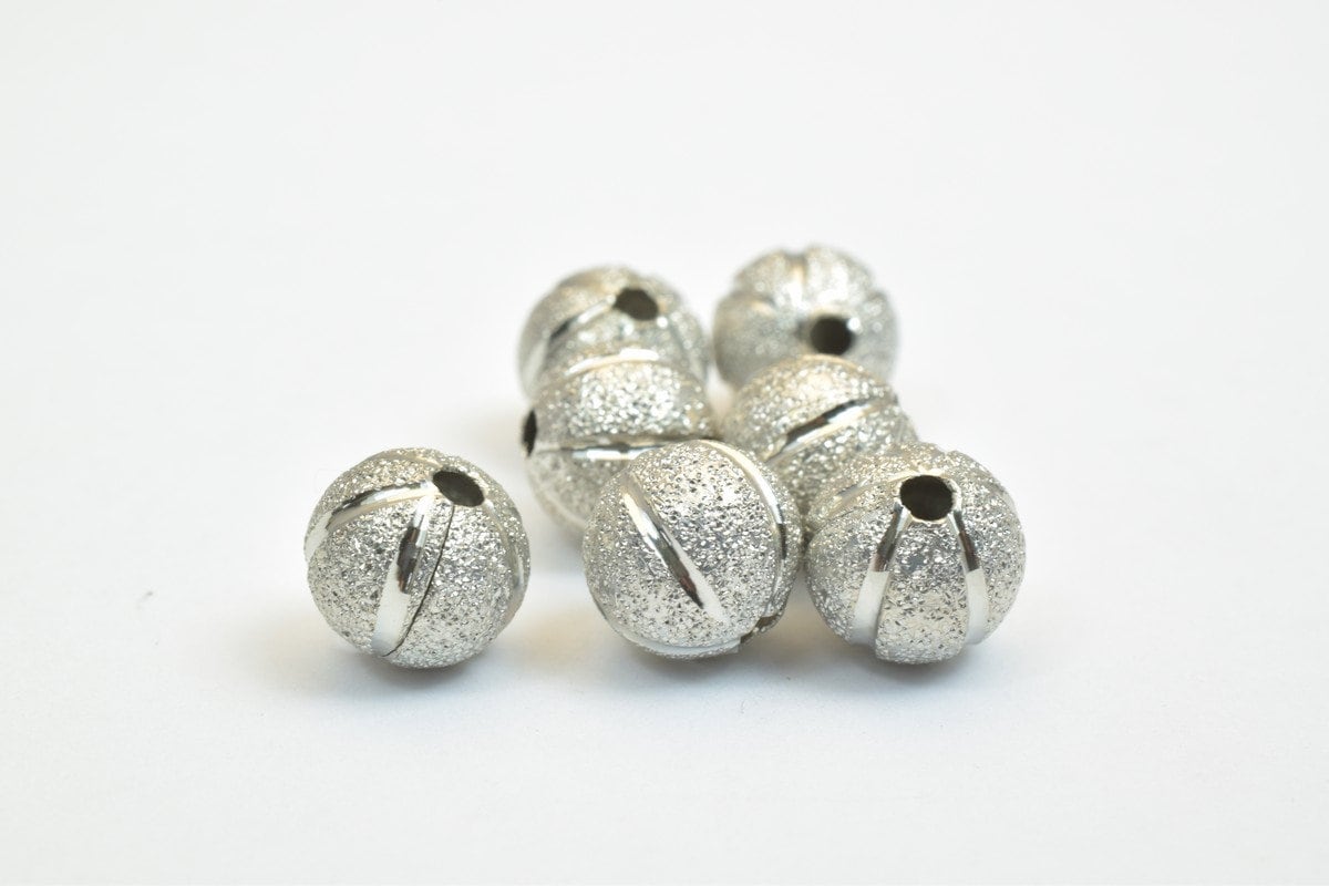 100 PCs Steel Plated Watermelon Carved Round Beads 8mm/10mm Diamond Cut jewelry making supplies