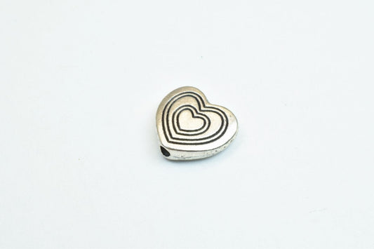 10 PCs Heart Silver Alloy Connector Beads Size 12x11x3mm Hole Size 1mm Decorative Design Metal Beads For Jewelry Making je...