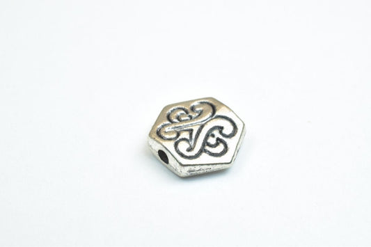 10 PCs Hexagonal Connector Charm Silver Alloy Metal Beads Size 10mm Thickness 3.5mm Hole Size 1mm Decorative Design For Je...