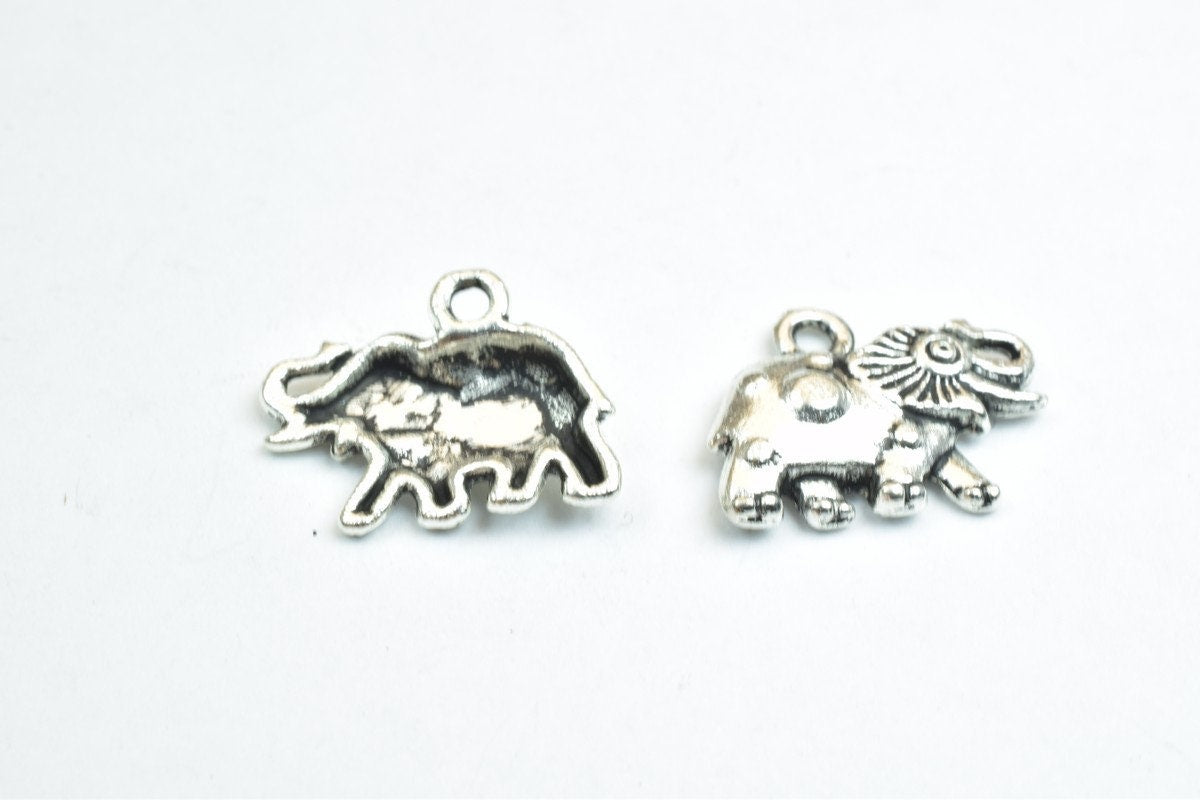 18 PCs Elephant Animal Antique Silver/Antique Green/Gold Alloy Charm Beads Size 16x12mm Jump Ring Size 1.5mm For Jewelry M...