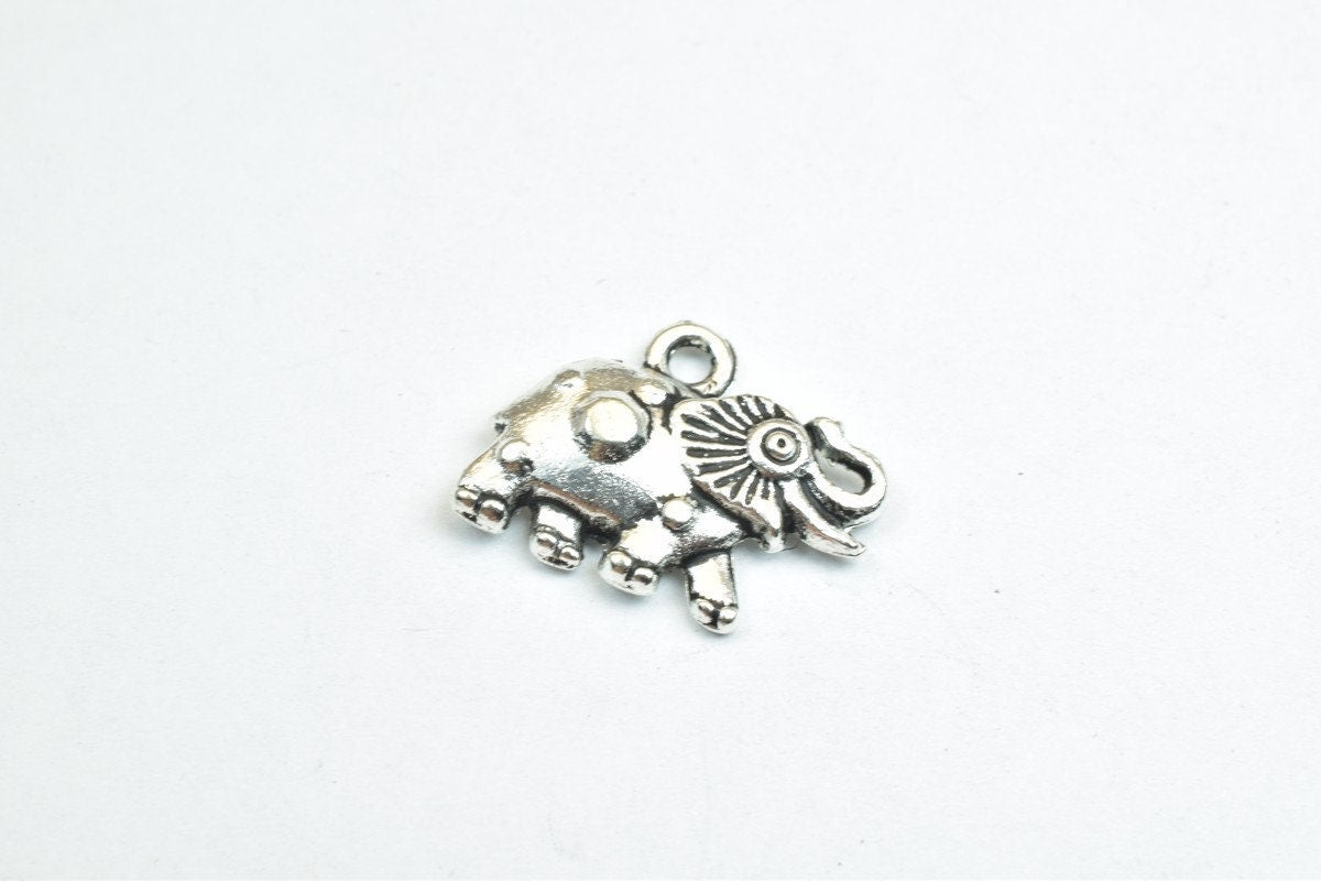 18 PCs Elephant Animal Antique Silver/Antique Green/Gold Alloy Charm Beads Size 16x12mm Jump Ring Size 1.5mm For Jewelry M...