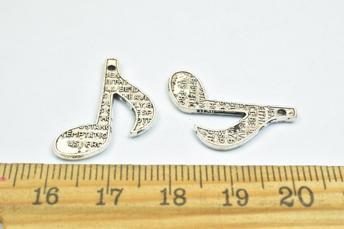 10 PCs Quaver Music Note Charm Antique Silver/Antique Green/Gold Alloy Beads Size 24x18mm Hole Size 0.8mm Metal Beads For...