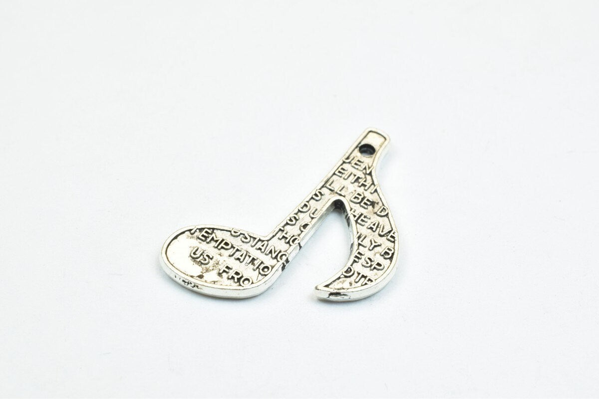 10 PCs Quaver Music Note Charm Antique Silver/Antique Green/Gold Alloy Beads Size 24x18mm Hole Size 0.8mm Metal Beads For...