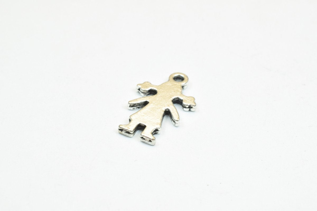 14 PCs Girl Person Body Charm Pendant Gold/Silver/Bronze Alloy Size 13.5x12mm Decorative Design Metal Beads 1mm JumpRing f...