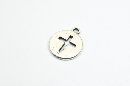 10 PCs Cross Alloy Charm Antique Silver Beads Size 15mm Jump Ring Size 1.5mm Decorative Design Beads For Jewelry Making je...