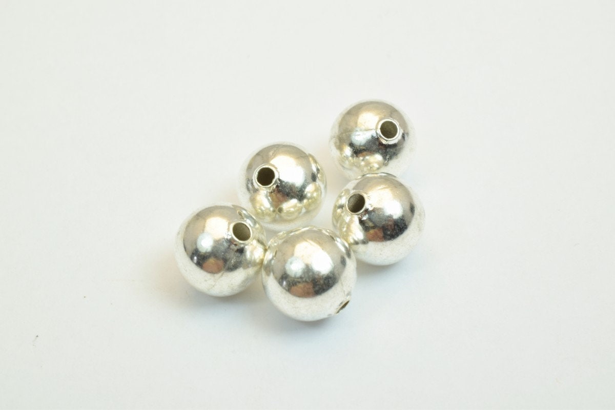 100 PCs Silver Plated Plain Round Beads 8mm/10mm Hole Size 1.5mm For Jewelry Making jewelry making supplies - detail image 3