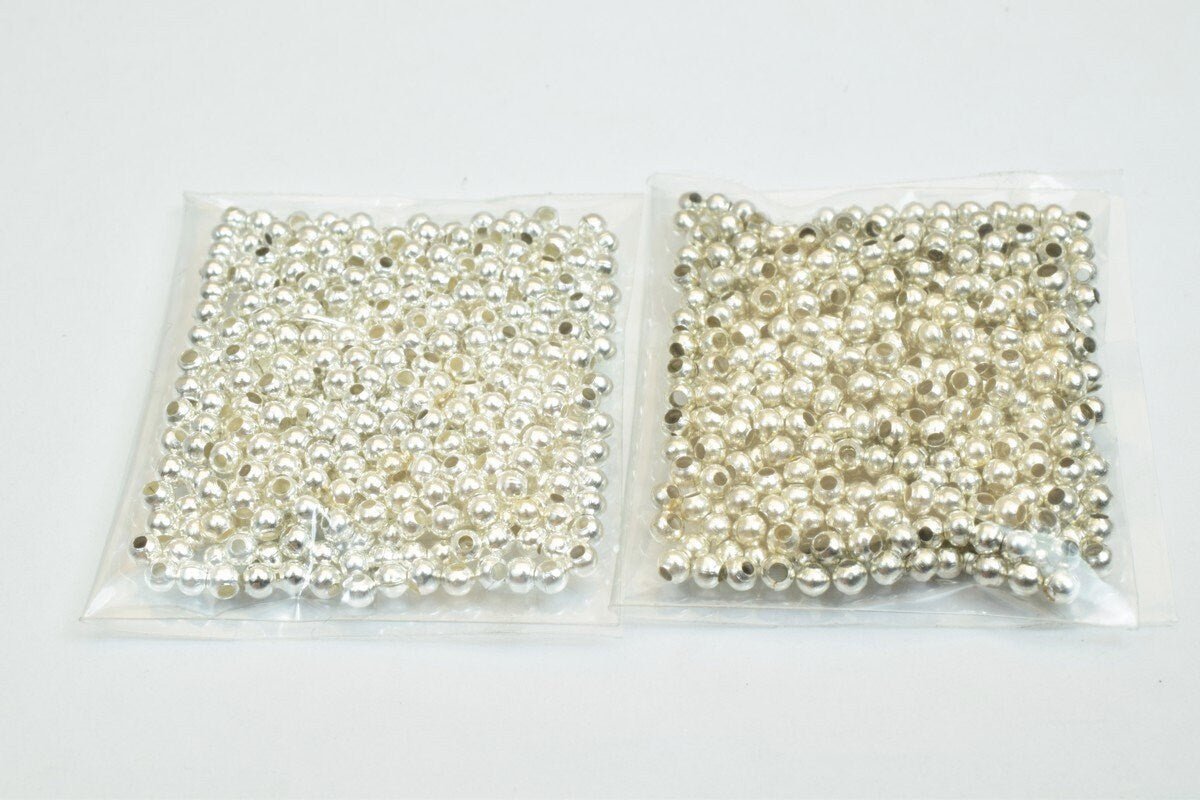 600 PCs Silver Plated or Nickel Plated Plain Round Beads 2mm Hole Size 0.8mm to 1mm For Jewelry Making jewelry making supp...