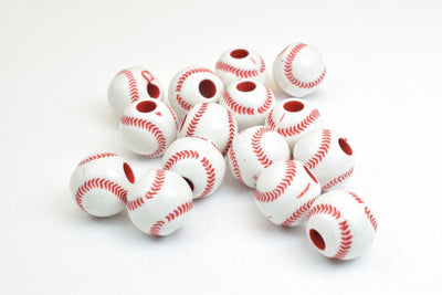 25 PCs Baseball Beads Plastic Acrylic Beads Round Beads Size 12mm With Big Hole Size 3mm For Jewelry Making jewelry making...