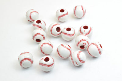 25 PCs Baseball Beads Plastic Acrylic Beads Round Beads Size 12mm With Big Hole Size 3mm For Jewelry Making jewelry making...