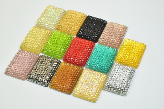 10 PCs Sparkly Acrylic Rhinestone Rectangle 25x15mm Resin Flatback Decoden Beads Kawaii Cabochons Phone Case Embellishment...