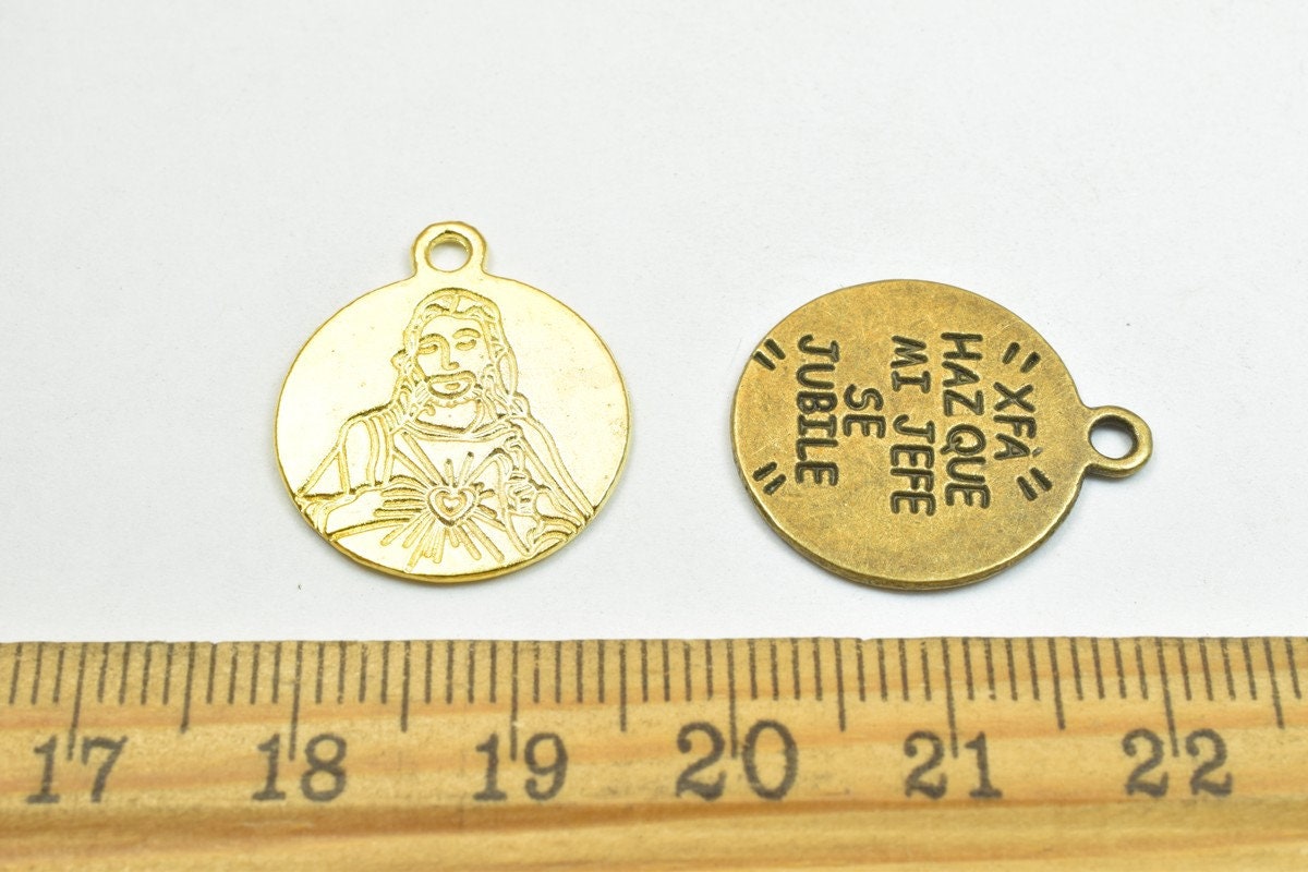 10 PCs Jesus Charm Pendants Bronze/Gold/Silver Beads Base Metal Alloy Pendant Size 21x18mm Jump Ring Size 2mm For Jewelry...