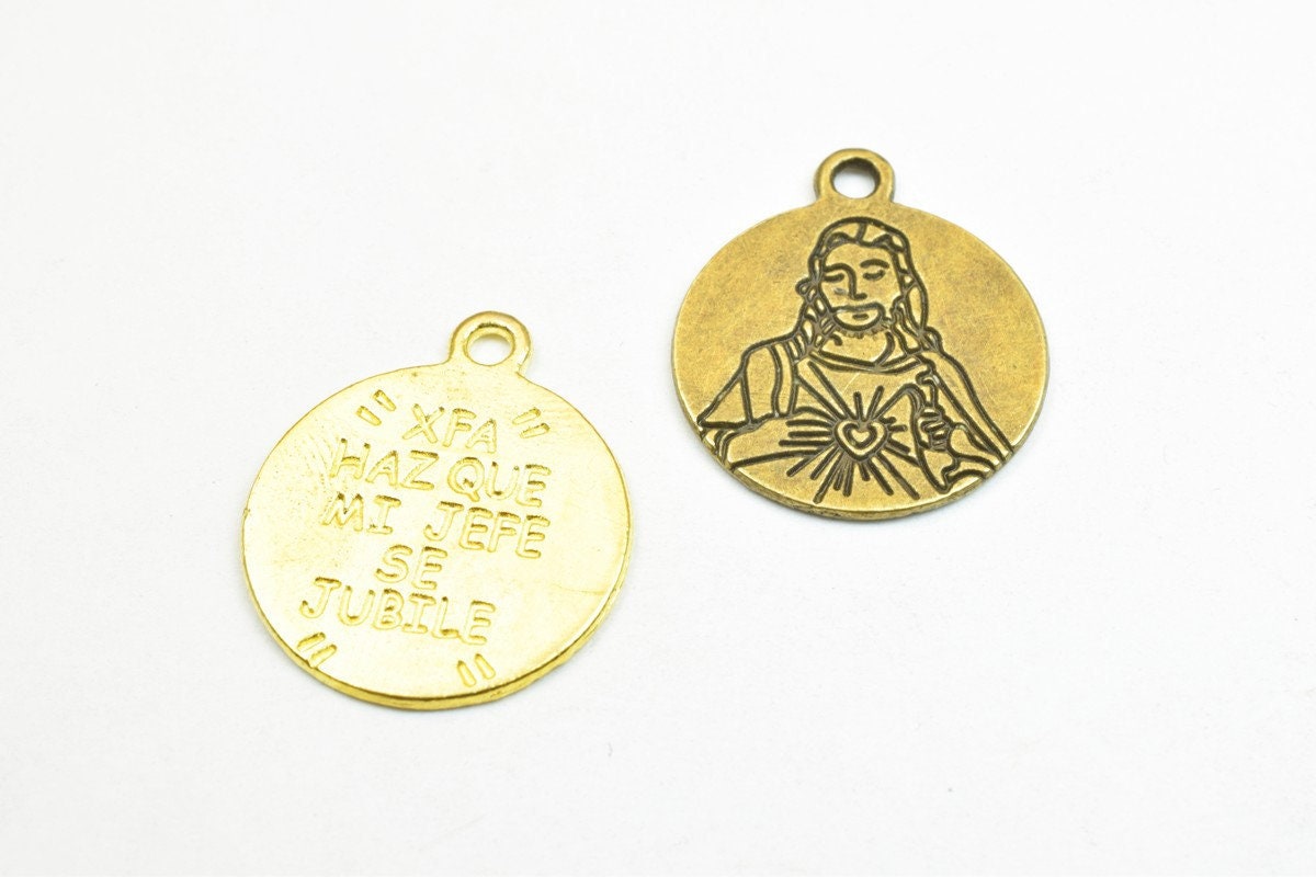 10 PCs Jesus Charm Pendants Bronze/Gold/Silver Beads Base Metal Alloy Pendant Size 21x18mm Jump Ring Size 2mm For Jewelry...