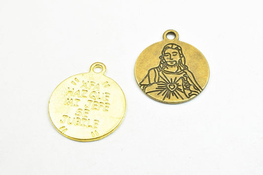10 PCs Jesus Charm Pendants Bronze/Gold/Silver Beads Base Metal Alloy Pendant Size 21x18mm Jump Ring Size 2mm For Jewelry...