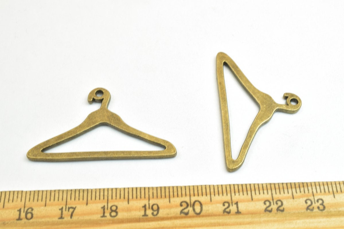 6 PCs Cloth Hanger Charm Pendants Beads Bronze/Gold Size 23x44mm Thickness 2mm Jump Ring 2mm Alloy Metal For Jewelry Makin...