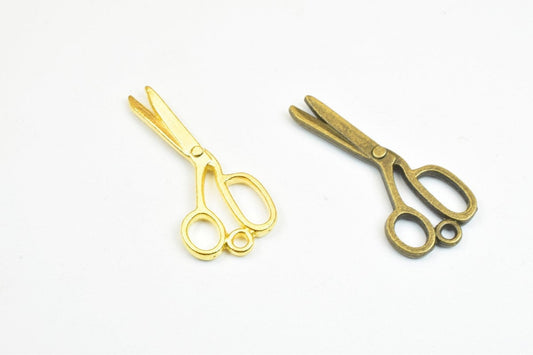 12 PCs Scissor Charm Pendant Bead Bronze/Gold Size 30x14mm Decorative Design Metal Beads 1.5mm Jump Ring Opening for Jewel...