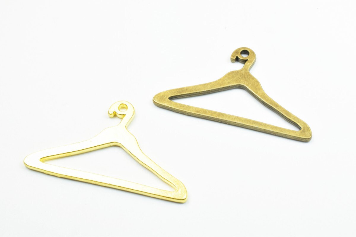 6 PCs Cloth Hanger Charm Pendants Beads Bronze/Gold Size 23x44mm Thickness 2mm Jump Ring 2mm Alloy Metal For Jewelry Makin...