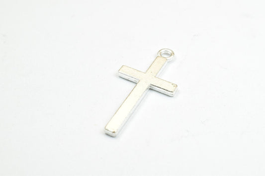10 PCs Cross Copper Charm Silver Beads Size 25x12mm Jump Ring Size 1mm Decorative Design Beads For Jewelry Making jewelry...