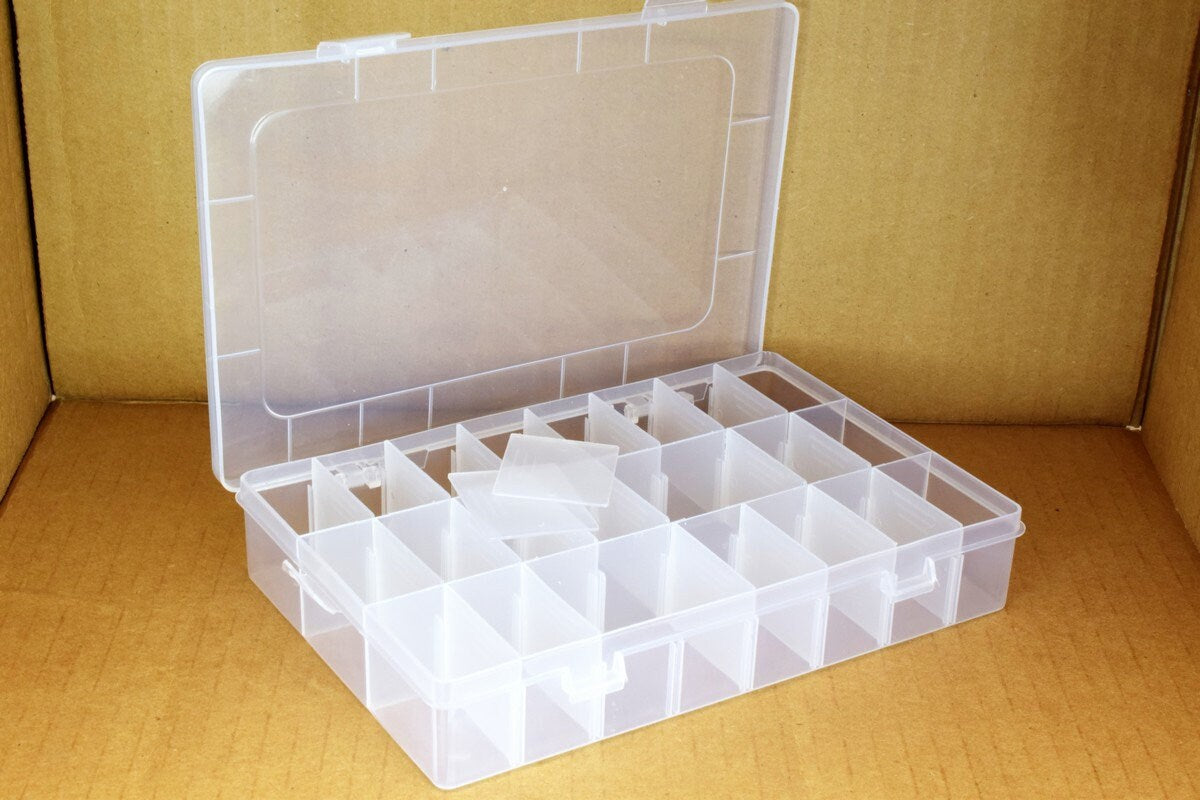 Plastic Storage organizer Container Box Case, 24 Compartments for Beads/Charms/Beads Size 7.25"x5.5"x1.5" Inches, 200x130x...