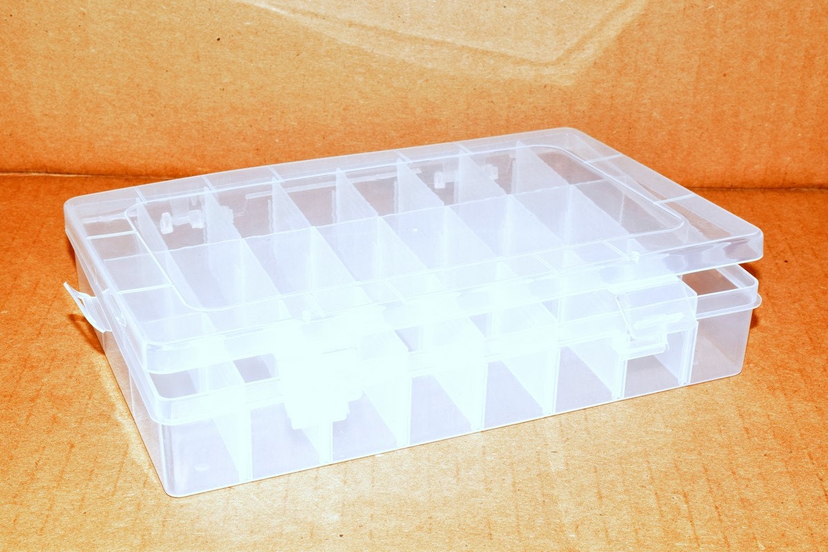 Plastic Storage organizer Container Box Case, 24 Compartments for Beads/Charms/Beads Size 7.25"x5.5"x1.5" Inches, 200x130x...
