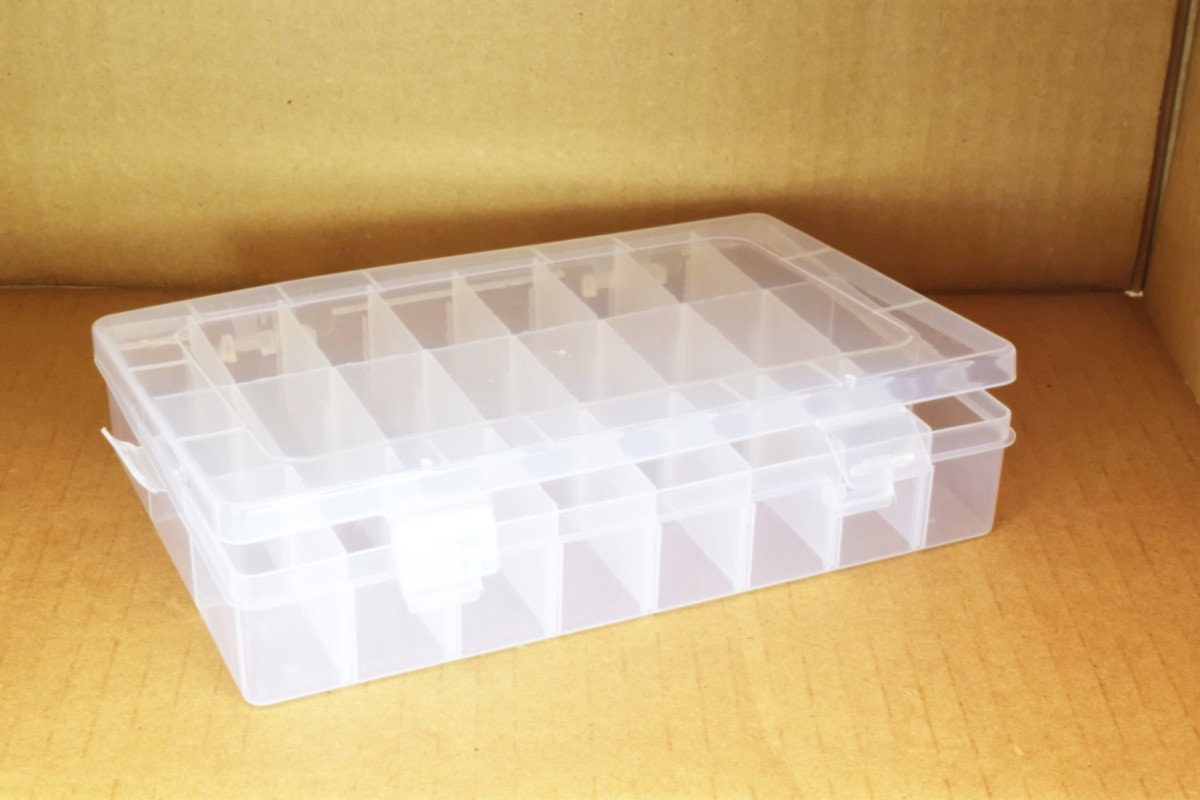 Plastic Storage organizer Container Box Case, 24 Compartments for Beads/Charms/Beads Size 7.25"x5.5"x1.5" Inches, 200x130x...
