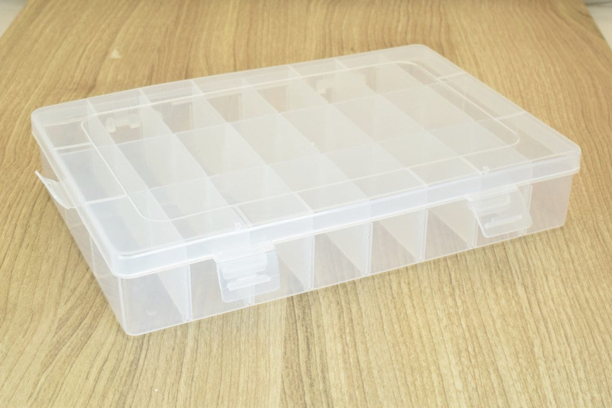 Plastic Storage organizer Container Box Case, 24 Compartments for Beads/Charms/Beads Size 7.25"x5.5"x1.5" Inches, 200x130x...