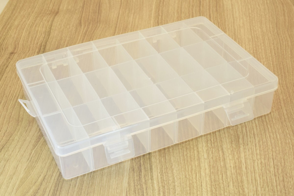 Plastic Storage organizer Container Box Case, 24 Compartments for Beads/Charms/Beads Size 7.25"x5.5"x1.5" Inches, 200x130x...