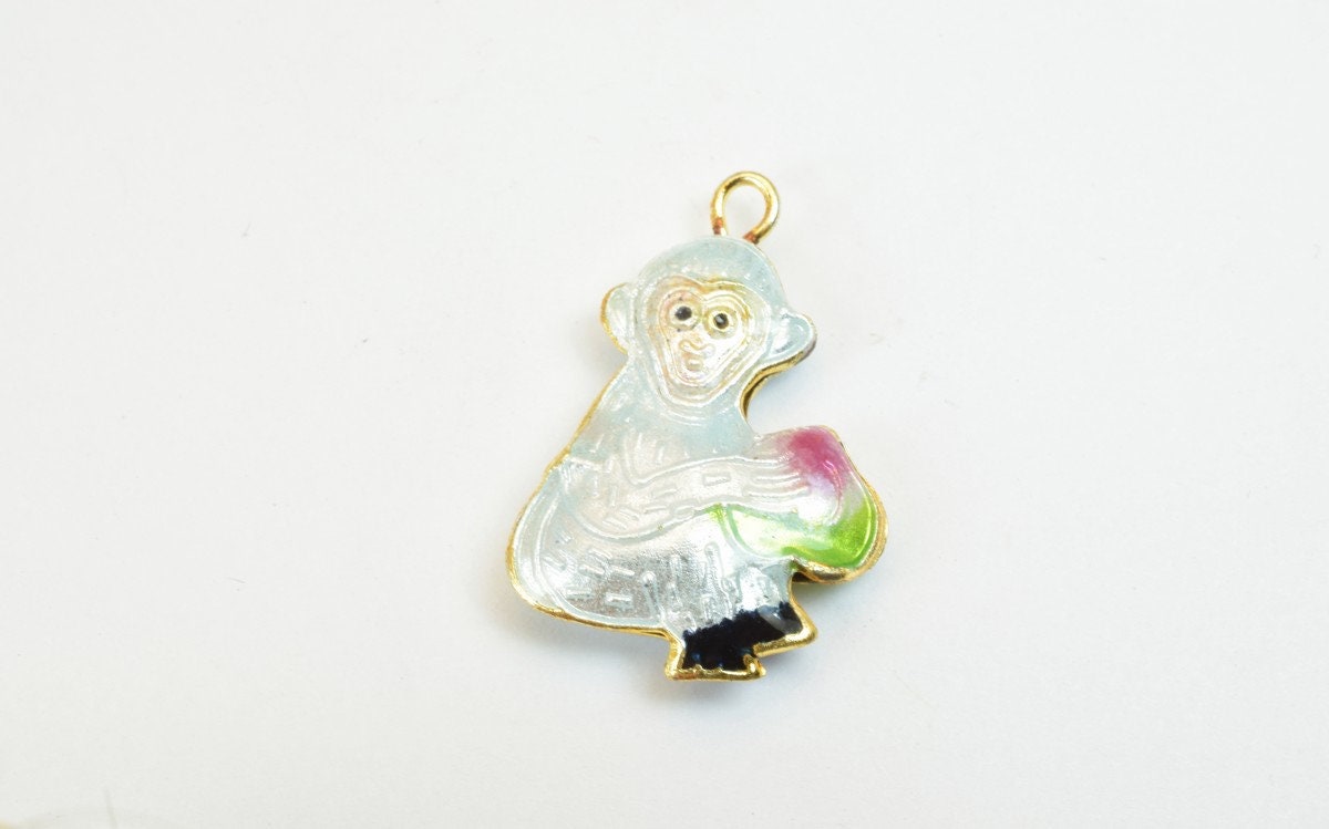 3 PCs Monkey Cloisonne Pendant Beads Size 29x20mm Thickness 6mm Jump Ring Size 2mm Enamel Design Sweater Chain Charm For J...