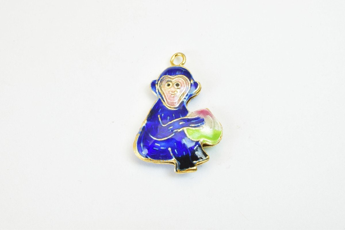 3 PCs Monkey Cloisonne Pendant Beads Size 29x20mm Thickness 6mm Jump Ring Size 2mm Enamel Design Sweater Chain Charm For J...
