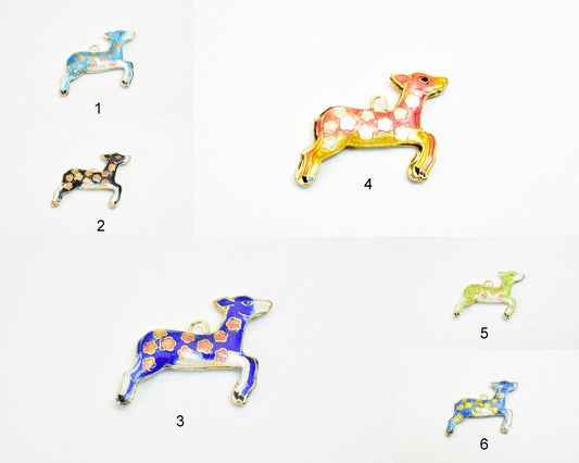 3 PCs Deer Cloisonne Pendant Charm Beads Size 27x35mm Thickness 5mm JumpRing Size 1.5mm Enamel Design Sweater Chain Charm...