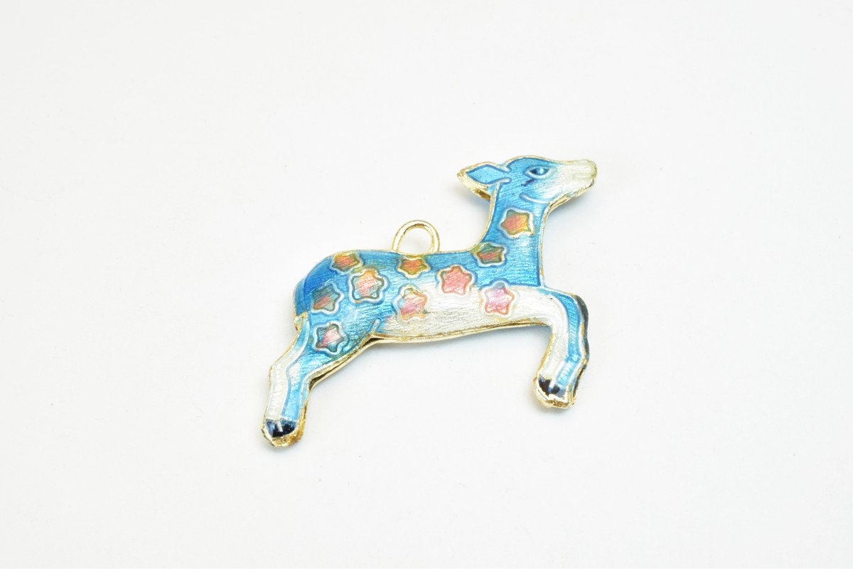 3 PCs Deer Cloisonne Pendant Charm Beads Size 27x35mm Thickness 5mm JumpRing Size 1.5mm Enamel Design Sweater Chain Charm...