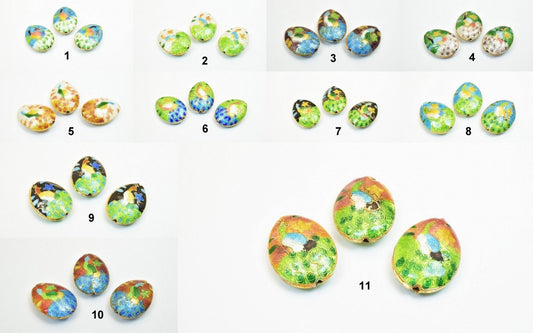 3 PCs Peacock Oval Cloisonne Pendant Beads Size 25x18mm Thickness 5mm Hole Size 1mm Enamel Design Sweater Chain Charm For...