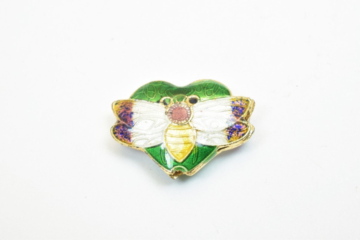 3 PCs ButterFly Heart Cloisonne Pendant Beads Size 15x20mm Thickness 5mm Hole Size 1mm Enamel Design Charm For Jewelry Mak...