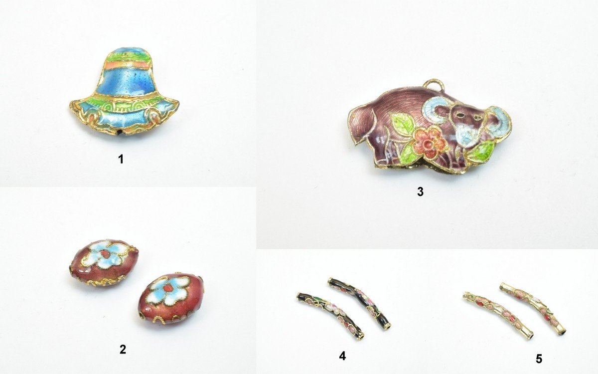 3 PCs Cloisonne Spacer Pendant Beads Enamel Design Charm For Jewelry Making jewelry making supplies