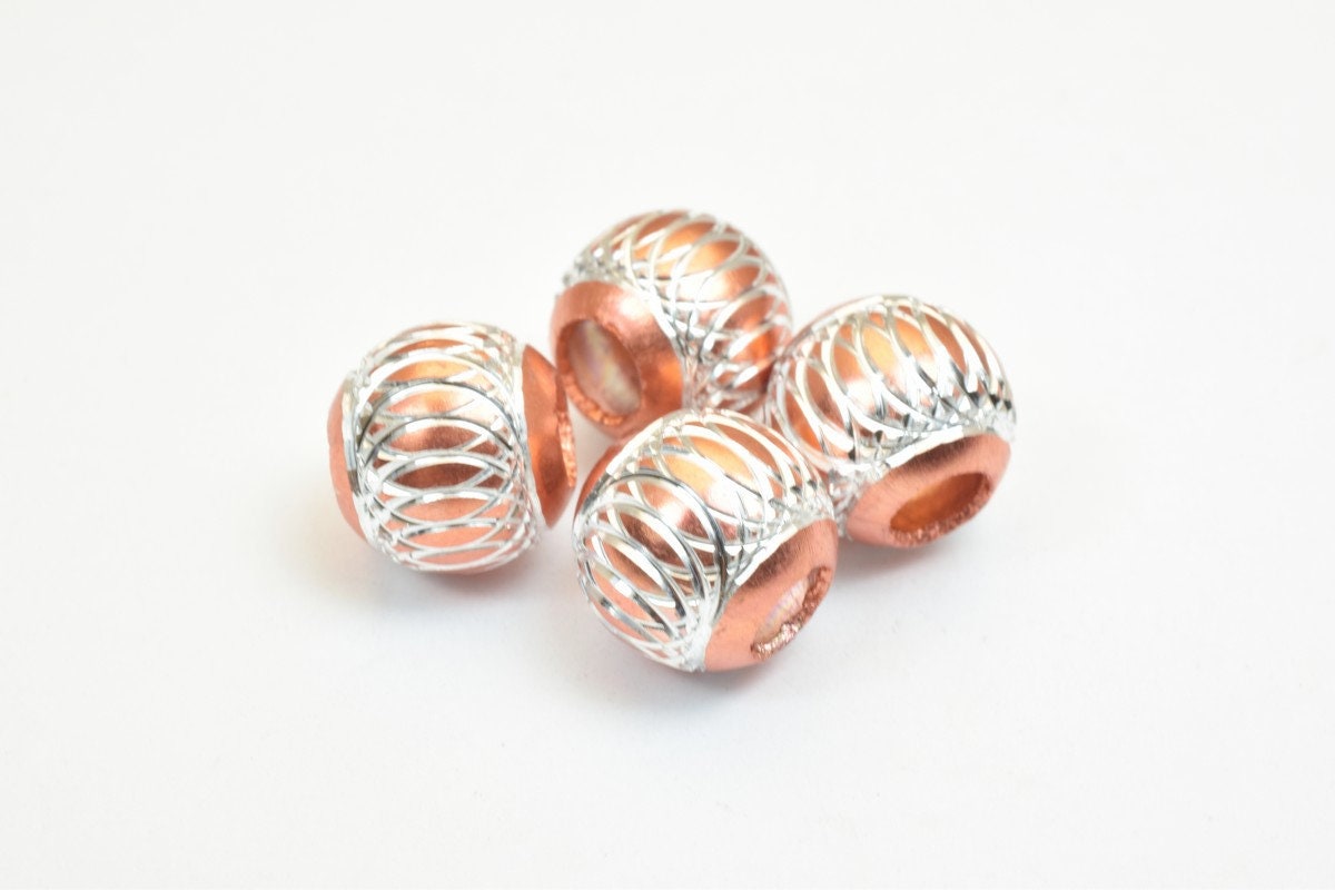 Aluminum Round Beads European Beads With Large Hole Fit Charm European Bracelets or Necklace For Jewelry Making jewelry ma...