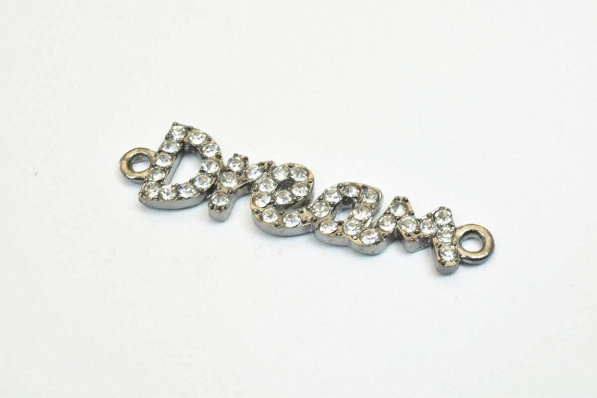 4 PCs Dream Rhinestone Connector Charm Pave Beads Findings Size 40x9mm Thickness 3mm 2 Jump Rings 1mm For Jewelry Making j...