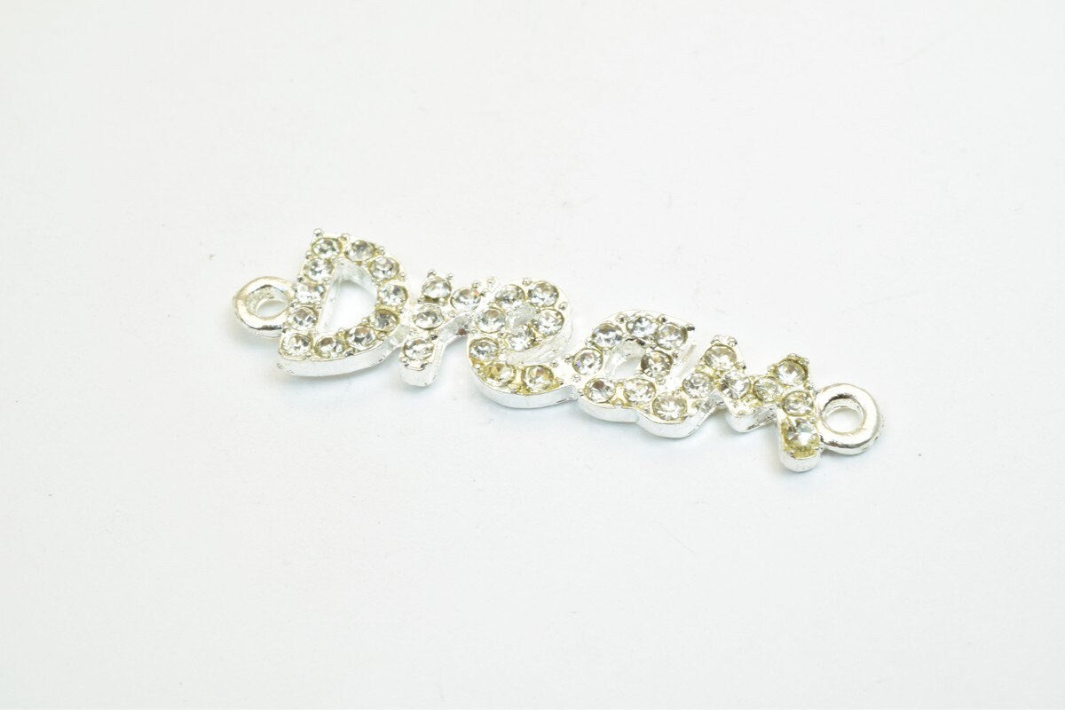 4 PCs Dream Rhinestone Connector Charm Pave Beads Findings Size 40x9mm Thickness 3mm 2 Jump Rings 1mm For Jewelry Making j...