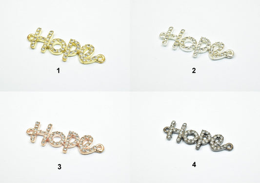 4 PCs Hope Rhinestone Connector Pendant Charm Pave Beads Finding Size 13.5x40mm Thickness 3mm 2 Jump Rings 1mm For Jewelry...