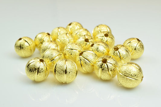 100 PCs Gold Plated Carved Round Beads 8mm/10mm Diamond Cut jewelry making supplies